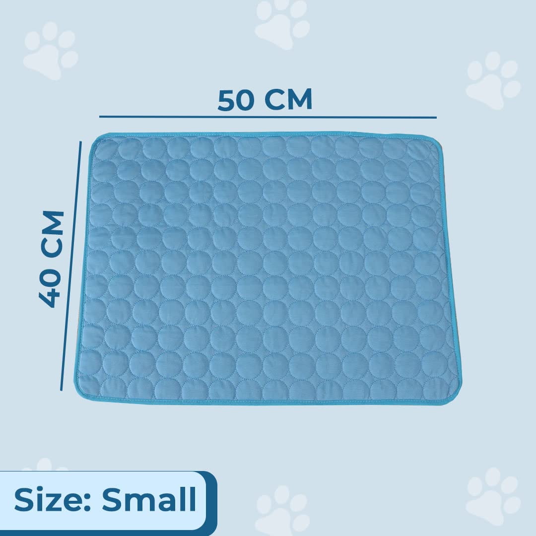 Kuber Industries Rectangular Dog & Cat Bed|Premium Cool Ice Silk with Polyester with Bottom Mesh|Multi-Utility Self-Cooling Pad for Dog & Cat|Light-Weight & Durable Dog Bed|ZQCJ001B-S|Blue