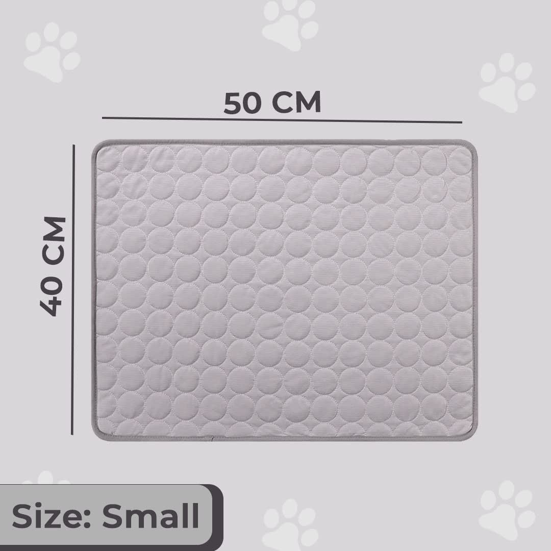 Kuber Industries Rectangular Dog & Cat Bed|Premium Cool Ice Silk with Polyester with Bottom Mesh|Multi-Utility Self-Cooling Pad for Dog & Cat|Light-Weight & Durable Dog Bed|ZQCJ001G-S|Grey