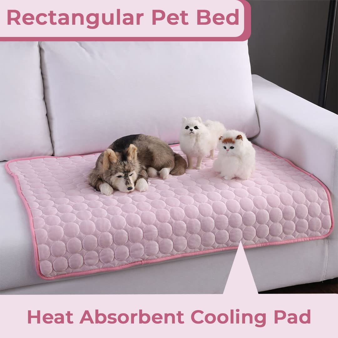 Kuber Industries Rectangular Dog & Cat Bed|Premium Cool Ice Silk with Polyester with Bottom Mesh|Multi-Utility Self-Cooling Pad for Dog & Cat|Light-Weight & Durable Dog Bed|ZQCJ001P-M|Pink