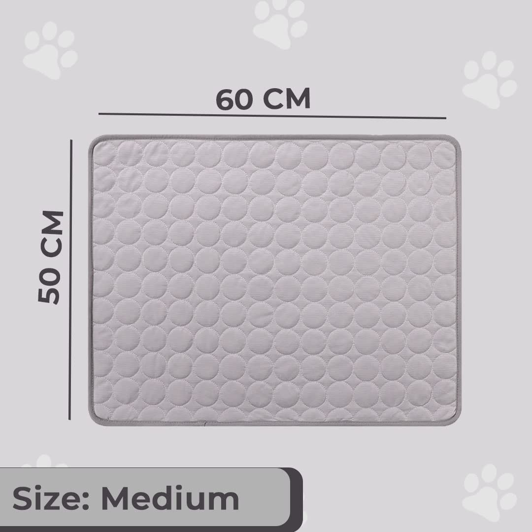 Kuber Industries Rectangular Dog & Cat Bed|Premium Cool Ice Silk with Polyester with Bottom Mesh|Multi-Utility Self-Cooling Pad for Dog & Cat|Light-Weight & Durable Dog Bed|ZQCJ001G-M|Grey