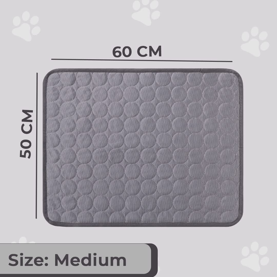 Kuber Industries Rectangular Dog & Cat Bed|Premium Cool Ice Silk with Polyester with Bottom Mesh|Multi-Utility Self-Cooling Pad for Dog & Cat|Light-Weight & Durable Dog Bed|ZQCJ001DG-M|Dark Grey
