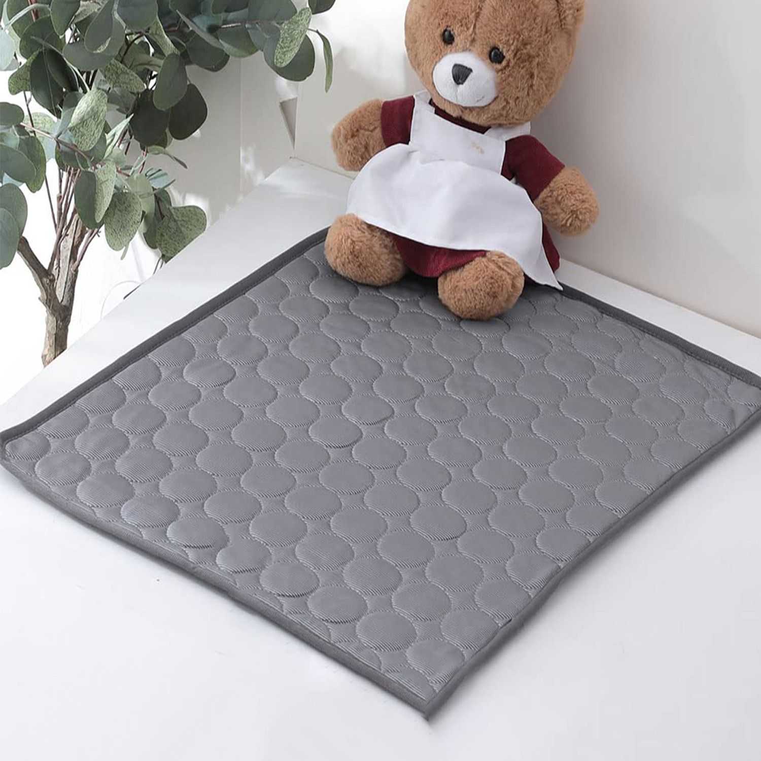 Kuber Industries Rectangular Dog & Cat Bed|Premium Cool Ice Silk with Polyester with Bottom Mesh|Multi-Utility Self-Cooling Pad for Dog & Cat|Light-Weight & Durable Dog Bed|ZQCJ001DG-L|Dark Grey