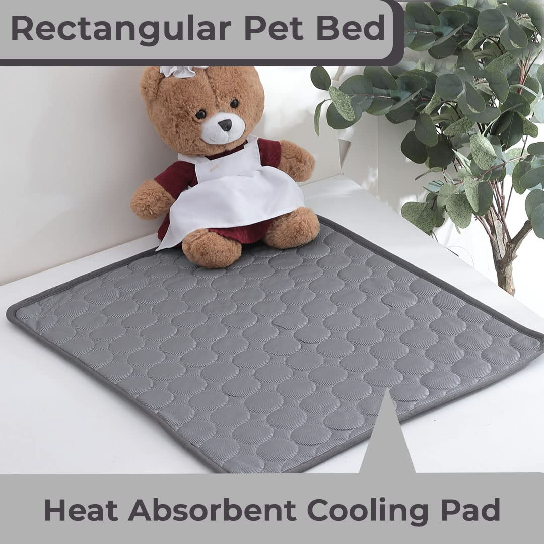 Kuber Industries Rectangular Dog & Cat Bed|Premium Cool Ice Silk with Polyester with Bottom Mesh|Multi-Utility Self-Cooling Pad for Dog & Cat|Light-Weight & Durable Dog Bed|ZQCJ001DG-L|Dark Grey