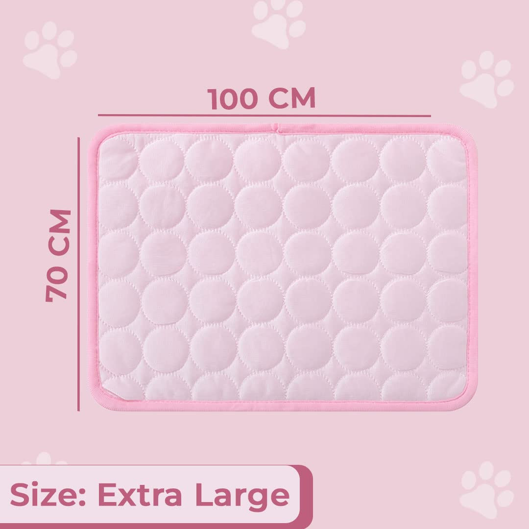 Kuber Industries Rectangular Dog & Cat Bed|Premium Cool Ice Silk with Polyester with Bottom Mesh|Multi-Utility Self-Cooling Pad for Dog & Cat|Light-Weight & Durable Dog Bed|ZQCJ001P-XL|Pink