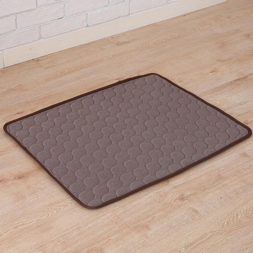 Kuber Industries Rectangular Dog &amp; Cat Bed|Premium Cool Ice Silk with Polyester with Bottom Mesh|Multi-Utility Self-Cooling Pad for Dog &amp; Cat|Light-Weight &amp; Durable Dog Bed|ZQCJ001C-XL|Coffee