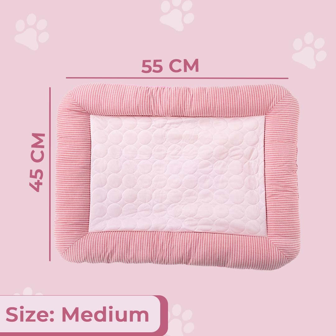 Kuber Industries Rectangular Dog & Cat Bed|Yarn Dyed Oxford Cloth|Nylon and Polyester with Cotton Filling|Self-Cooling Bed for Dog & Cat|Small Light-Weight & Durable Dog Bed|ZQCJ005P-M|Pink