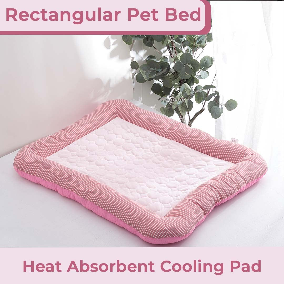 Kuber Industries Rectangular Dog & Cat Bed|Yarn Dyed Oxford Cloth|Nylon and Polyester with Cotton Filling|Self-Cooling Bed for Dog & Cat|Small Light-Weight & Durable Dog Bed|ZQCJ005P-M|Pink