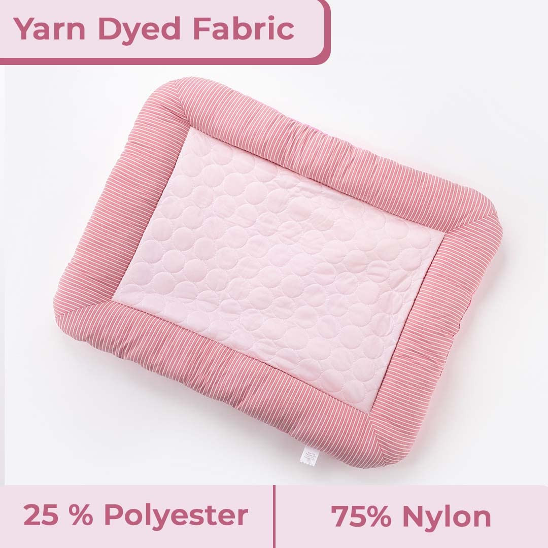 Kuber Industries Rectangular Dog & Cat Bed|Yarn Dyed Oxford Cloth|Nylon and Polyester with Cotton Filling|Self-Cooling Bed for Dog & Cat|Small Light-Weight & Durable Dog Bed|ZQCJ005P-M|Pink