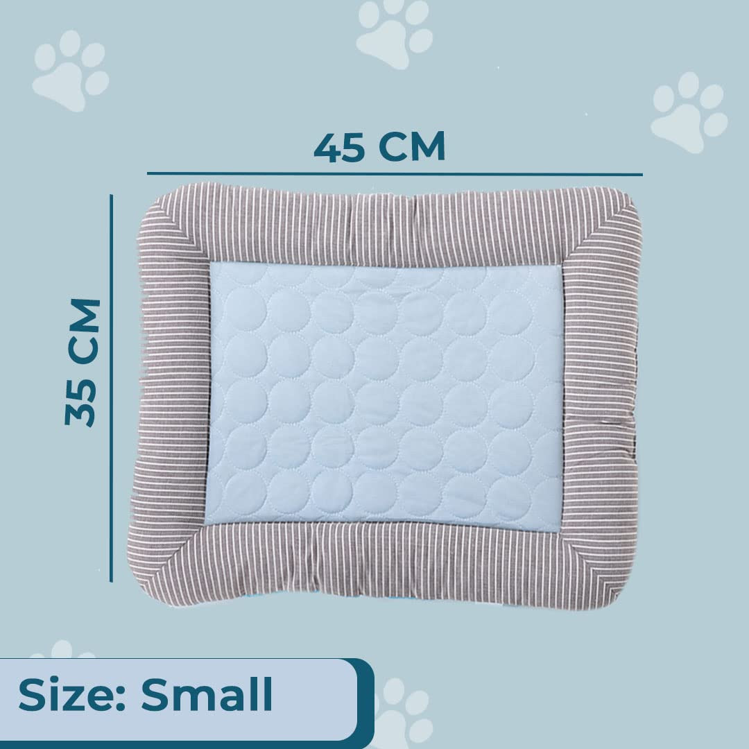 Kuber Industries Rectangular Dog & Cat Bed|Yarn Dyed Oxford Cloth|Nylon and Polyester with Cotton Filling|Self-Cooling Bed for Dog & Cat|Small Light-Weight & Durable Dog Bed|ZQCJ005B-S|Blue