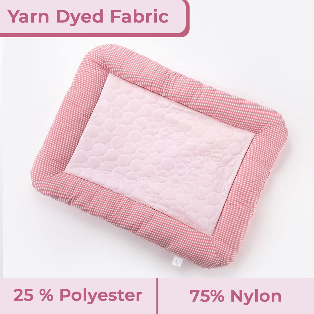 Kuber Industries Rectangular Dog & Cat Bed|Yarn Dyed Oxford Cloth|Nylon and Polyester with Cotton Filling|Self-Cooling Bed for Dog & Cat|Small Light-Weight & Durable Dog Bed|ZQCJ005P-S|Pink