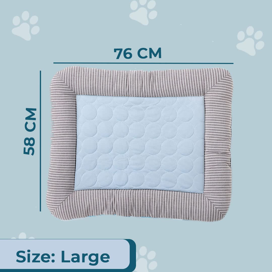 Kuber Industries Rectangular Dog & Cat Bed|Yarn Dyed Oxford Cloth|Nylon and Polyester with Cotton Filling|Self-Cooling Bed for Dog & Cat|Small Light-Weight & Durable Dog Bed|ZQCJ005B-L|Blue