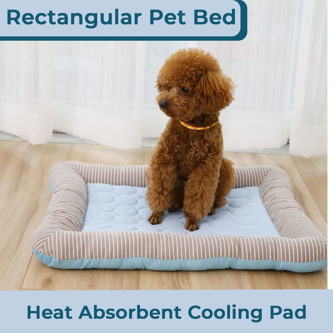 Kuber Industries Rectangular Dog & Cat Bed|Yarn Dyed Oxford Cloth|Nylon and Polyester with Cotton Filling|Self-Cooling Bed for Dog & Cat|Small Light-Weight & Durable Dog Bed|ZQCJ005B-L|Blue