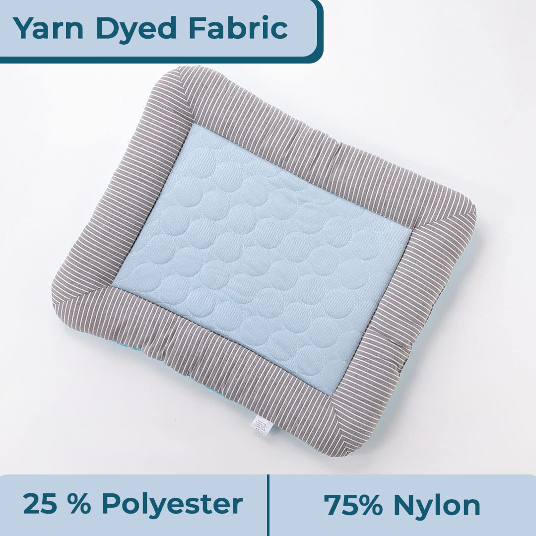 Kuber Industries Rectangular Dog & Cat Bed|Yarn Dyed Oxford Cloth|Nylon and Polyester with Cotton Filling|Self-Cooling Bed for Dog & Cat|Small Light-Weight & Durable Dog Bed|ZQCJ005B-L|Blue