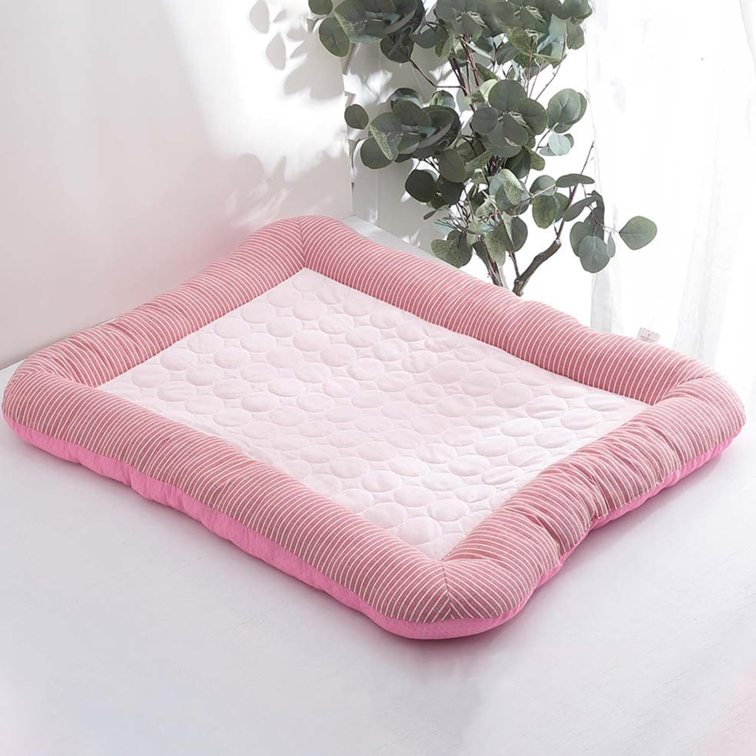 Kuber Industries Rectangular Dog & Cat Bed|Yarn Dyed Oxford Cloth|Nylon and Polyester with Cotton Filling|Self-Cooling Bed for Dog & Cat|Small Light-Weight & Durable Dog Bed|ZQCJ005P-L|Pink