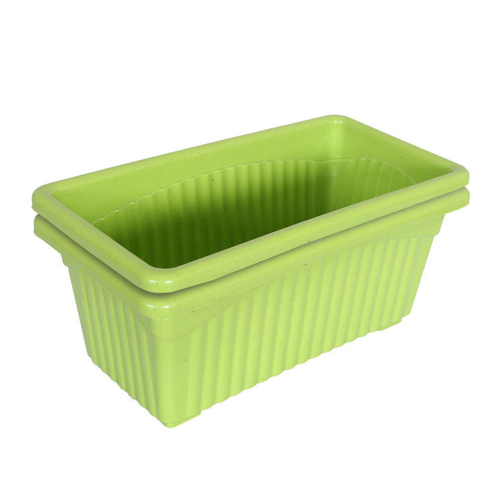 Kuber Industries Rectangular Jupiter Plastic Window Pot|Flower Planter for Home &amp; Balcony,Garden 14 Inches (Green)