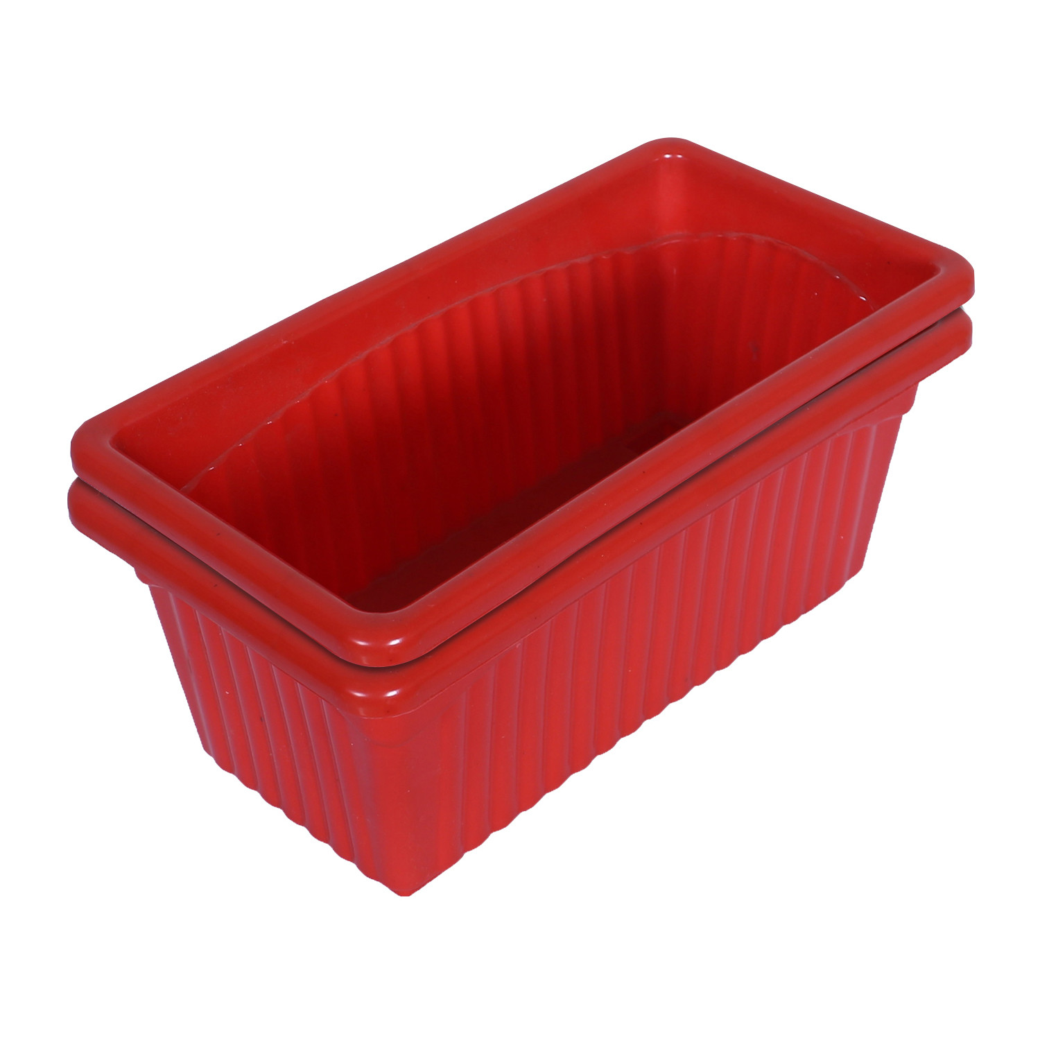 Kuber Industries Rectangular Jupiter Plastic Window Pot|Flower Planter for Home & Balcony,Garden 14 Inches (Red)