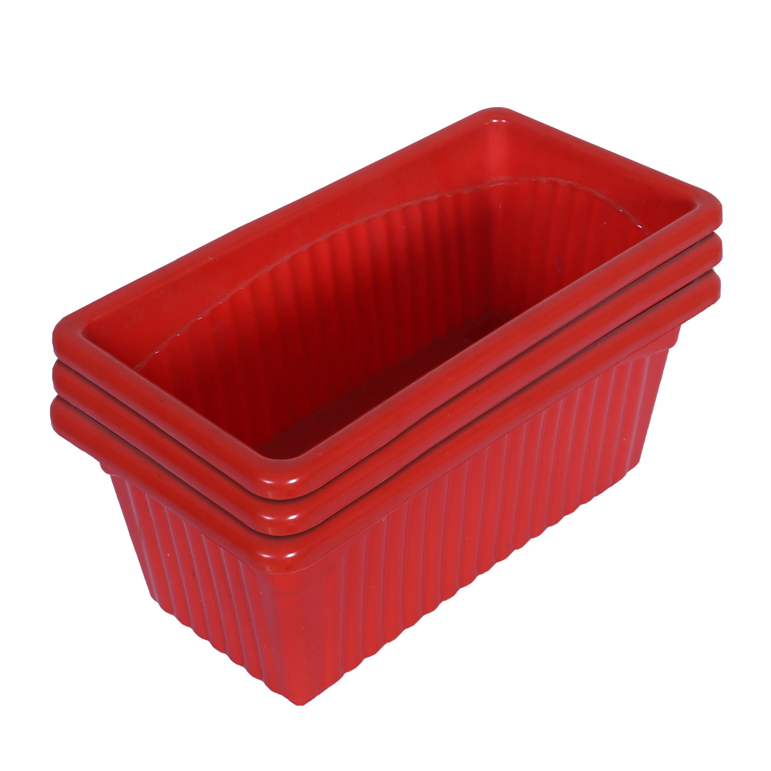 Kuber Industries Rectangular Jupiter Plastic Window Pot|Flower Planter for Home & Balcony,Garden 14 Inches (Red)