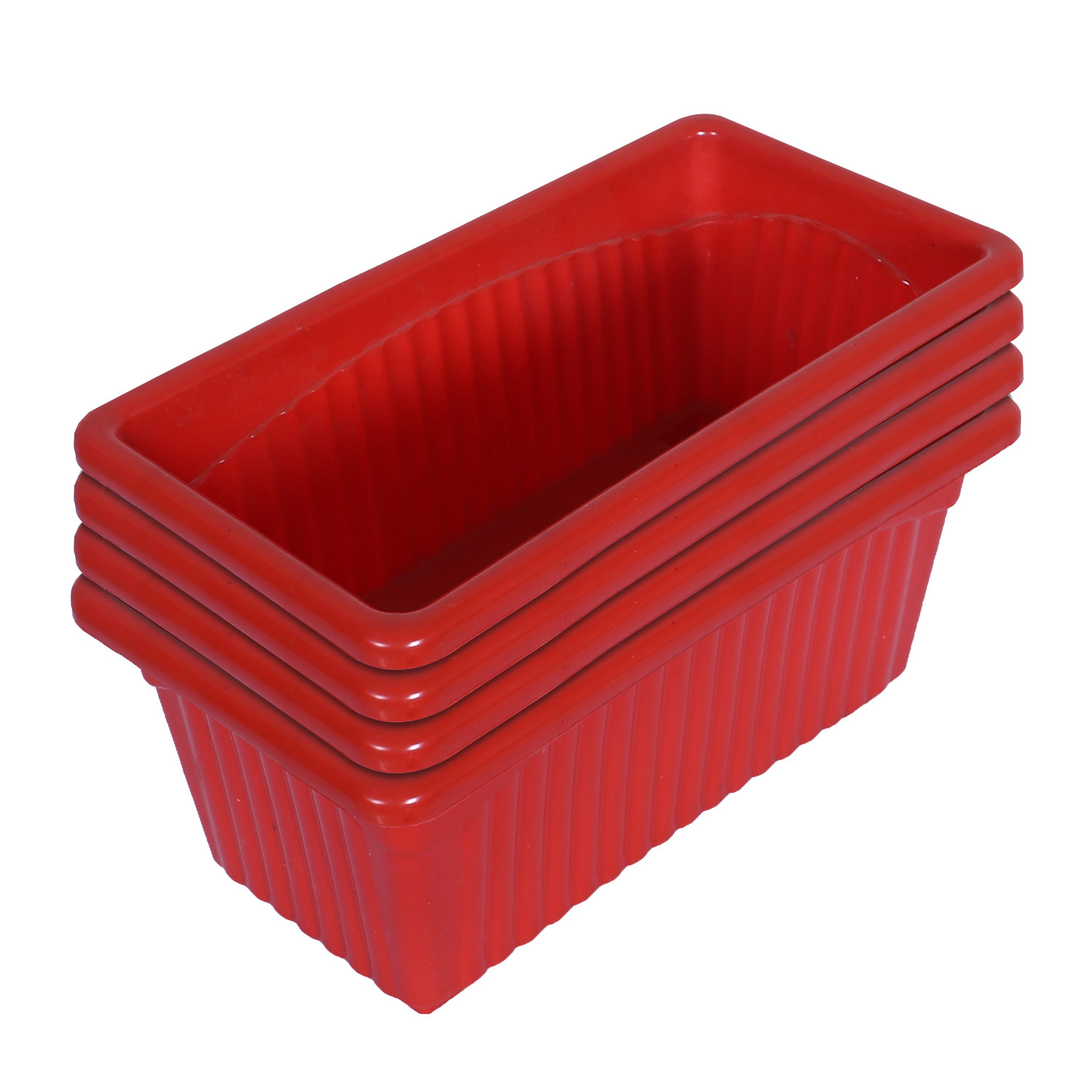 Kuber Industries Rectangular Jupiter Plastic Window Pot|Flower Planter for Home & Balcony,Garden 14 Inches (Red)