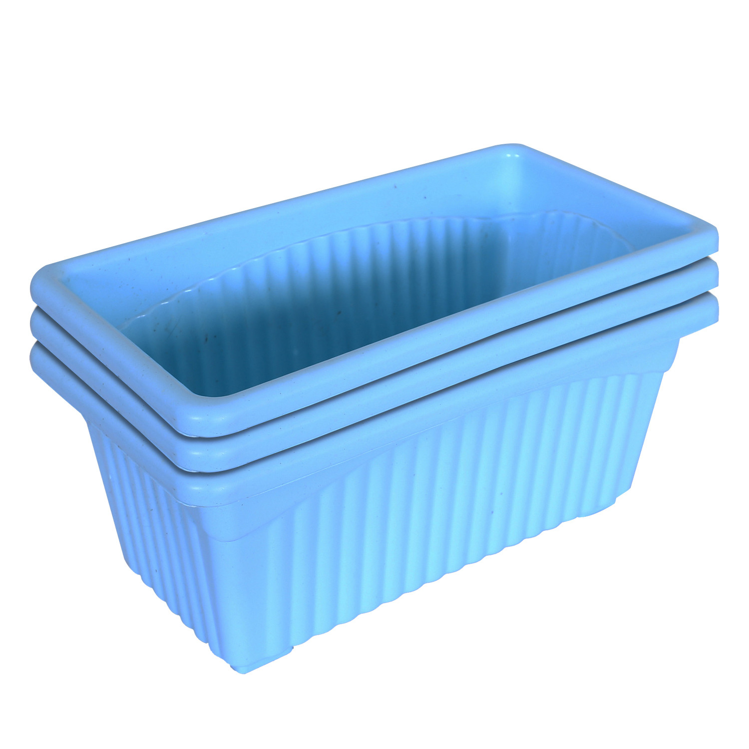 Kuber Industries Rectangular Jupiter Plastic Window Pot|Flower Planter for Home & Balcony,Garden 14 Inches (Sky Blue)