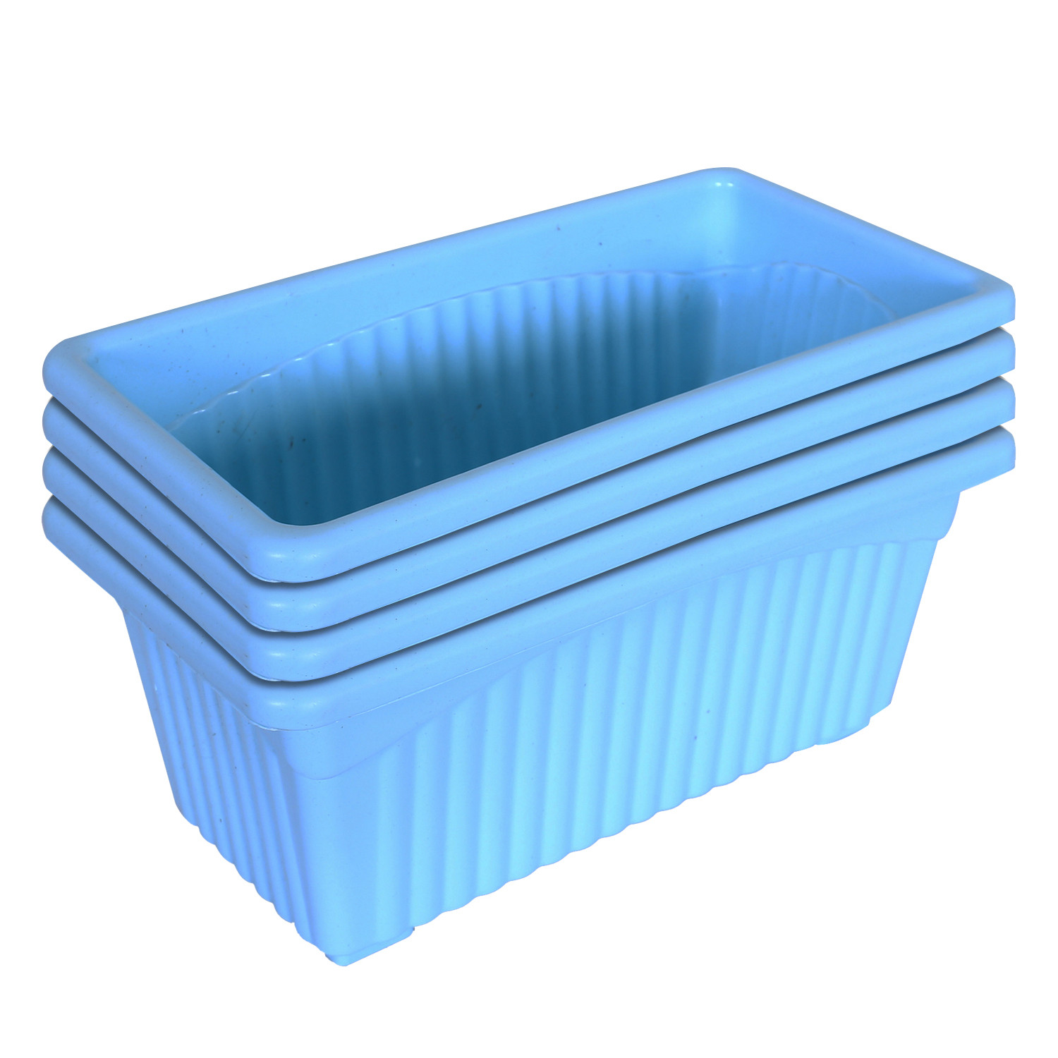Kuber Industries Rectangular Jupiter Plastic Window Pot|Flower Planter for Home & Balcony,Garden 14 Inches (Sky Blue)