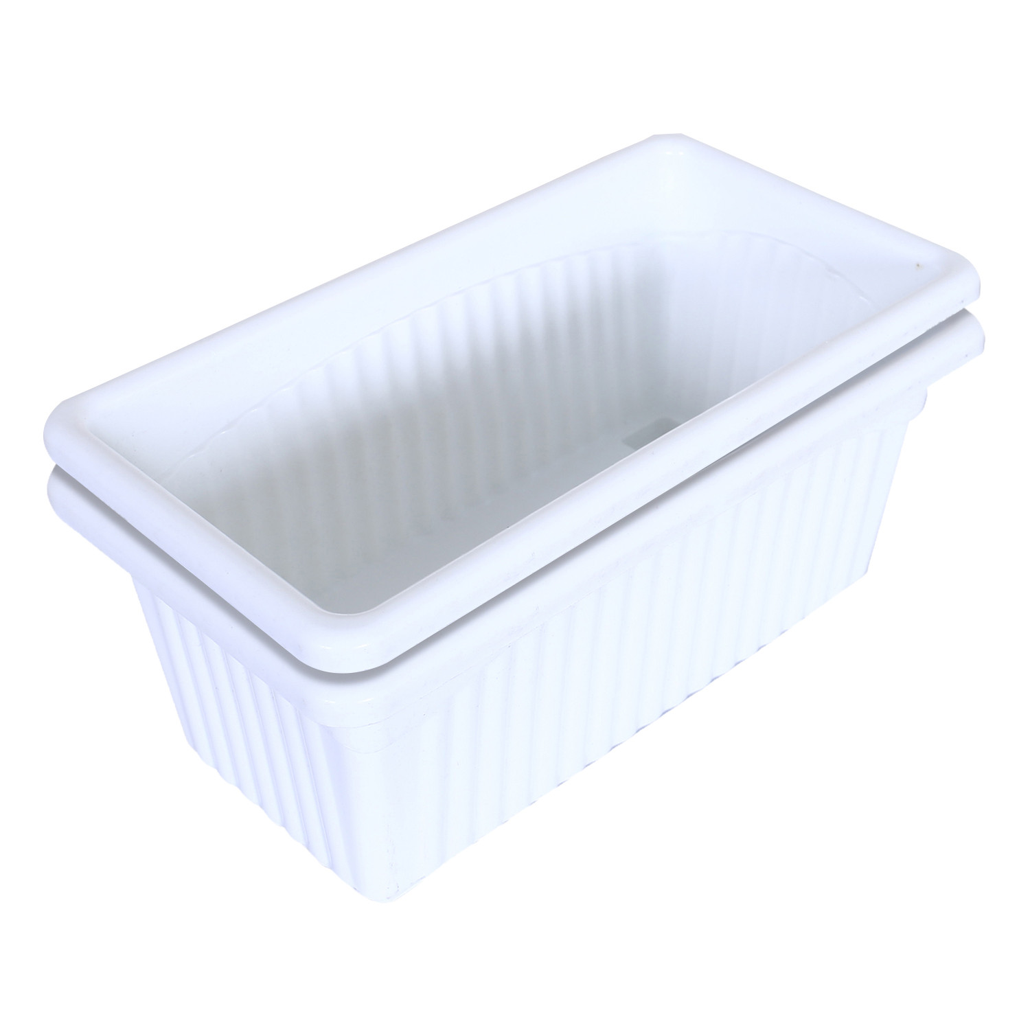 Kuber Industries Rectangular Jupiter Plastic Window Pot|Flower Planter for Home & Balcony,Garden 14 Inches(White)