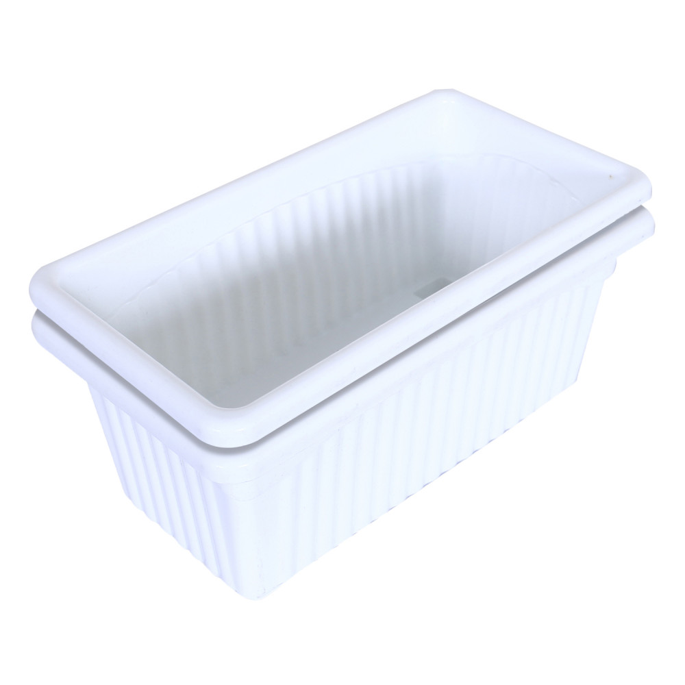 Kuber Industries Rectangular Jupiter Plastic Window Pot|Flower Planter for Home &amp; Balcony,Garden 14 Inches(White)