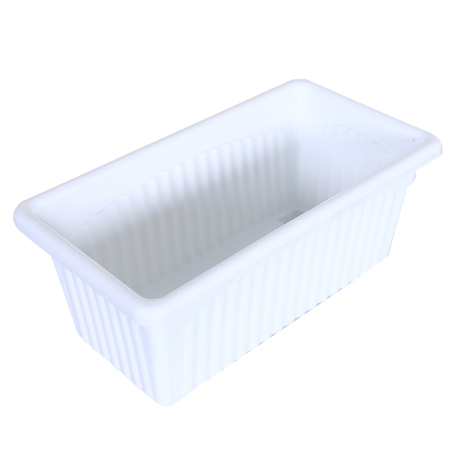 Kuber Industries Rectangular Jupiter Plastic Window Pot|Flower Planter for Home & Balcony,Garden 14 Inches(White)