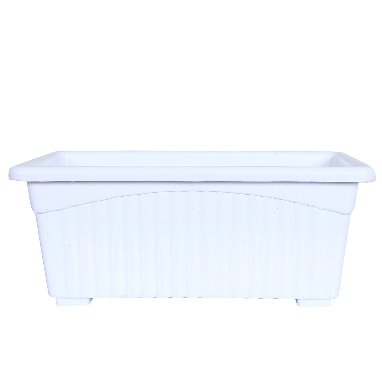 Kuber Industries Rectangular Jupiter Plastic Window Pot|Flower Planter for Home & Balcony,Garden 14 Inches(White)