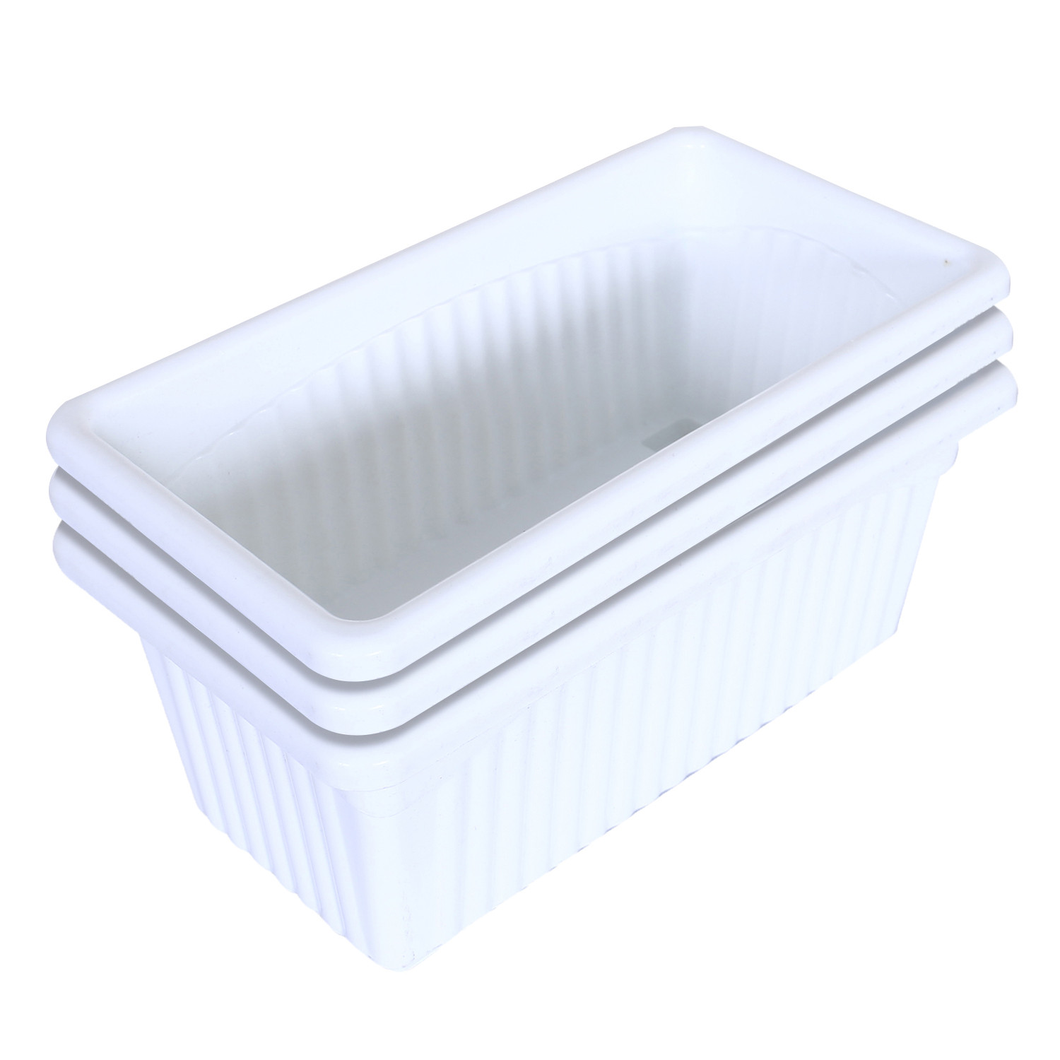Kuber Industries Rectangular Jupiter Plastic Window Pot|Flower Planter for Home & Balcony,Garden 14 Inches(White)