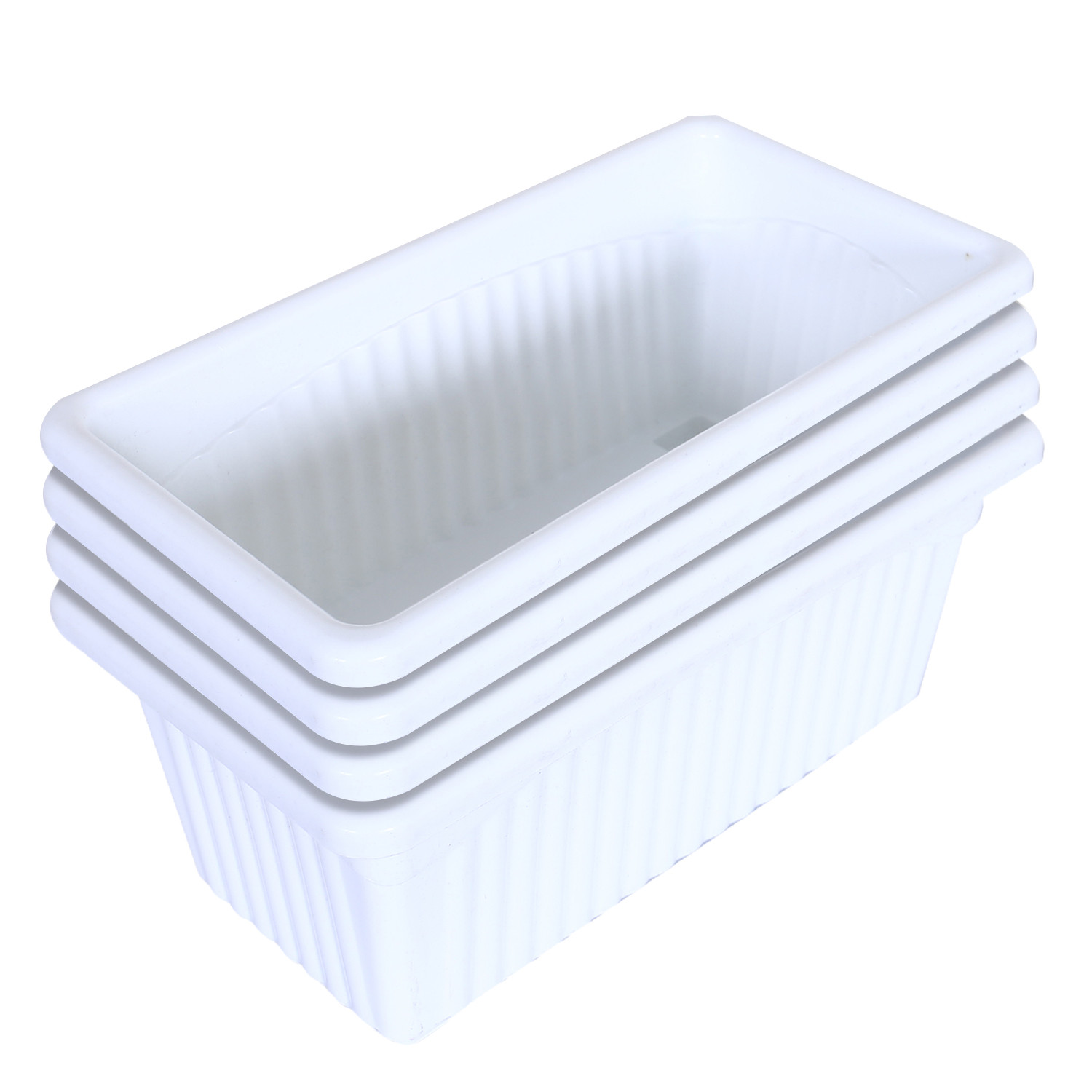 Kuber Industries Rectangular Jupiter Plastic Window Pot|Flower Planter for Home & Balcony,Garden 14 Inches(White)
