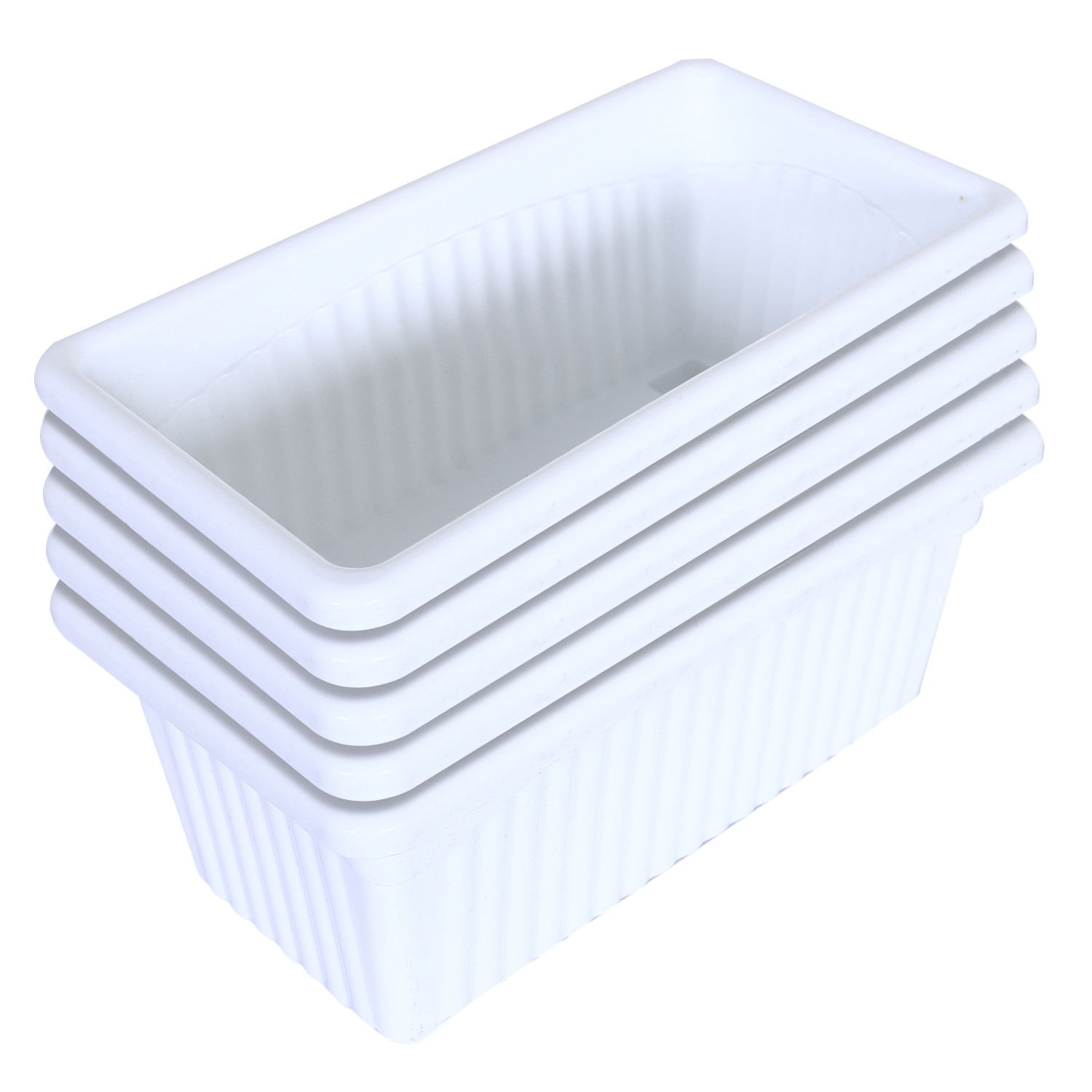 Kuber Industries Rectangular Jupiter Plastic Window Pot|Flower Planter for Home & Balcony,Garden 14 Inches(White)