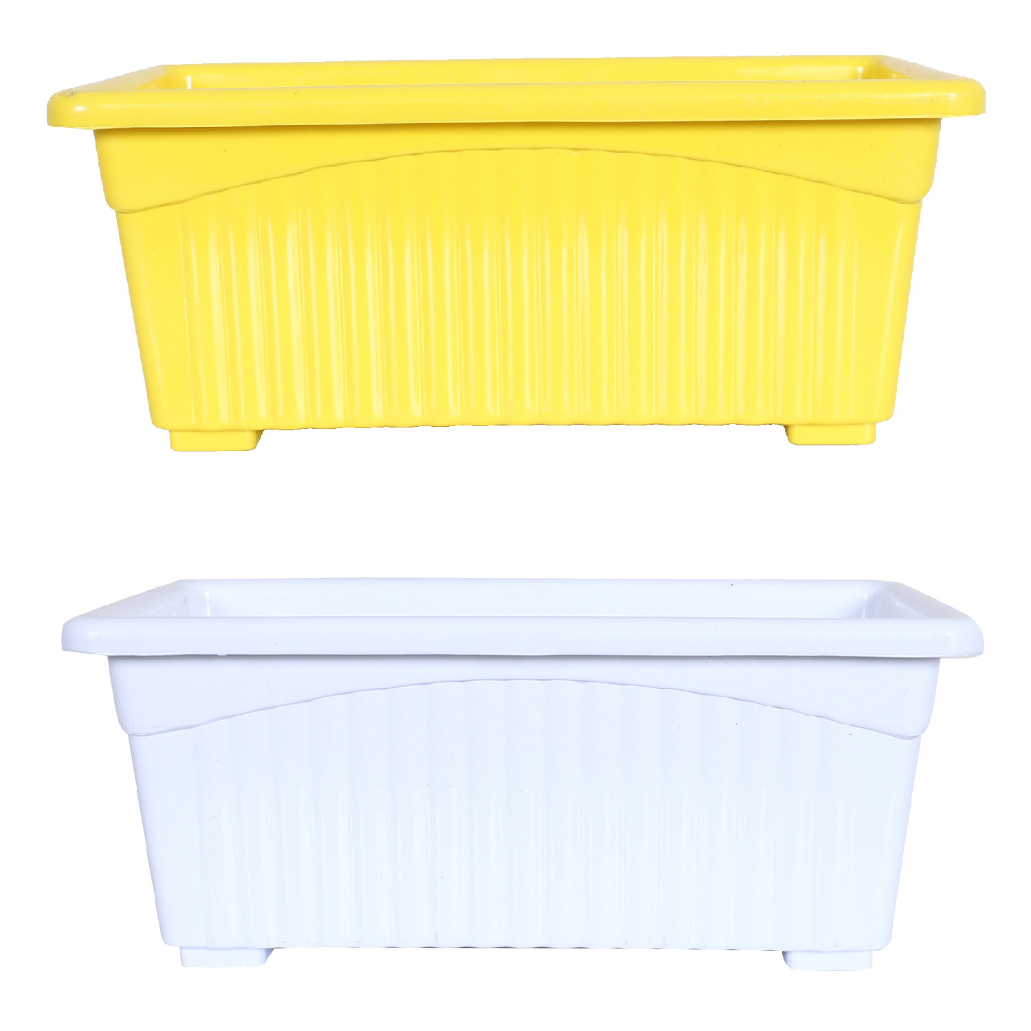 Kuber Industries Rectangular Jupiter Plastic Window Pot|Flower Planter for Home & Balcony,Garden 14 Inches Pack of 6 (Multicolor)