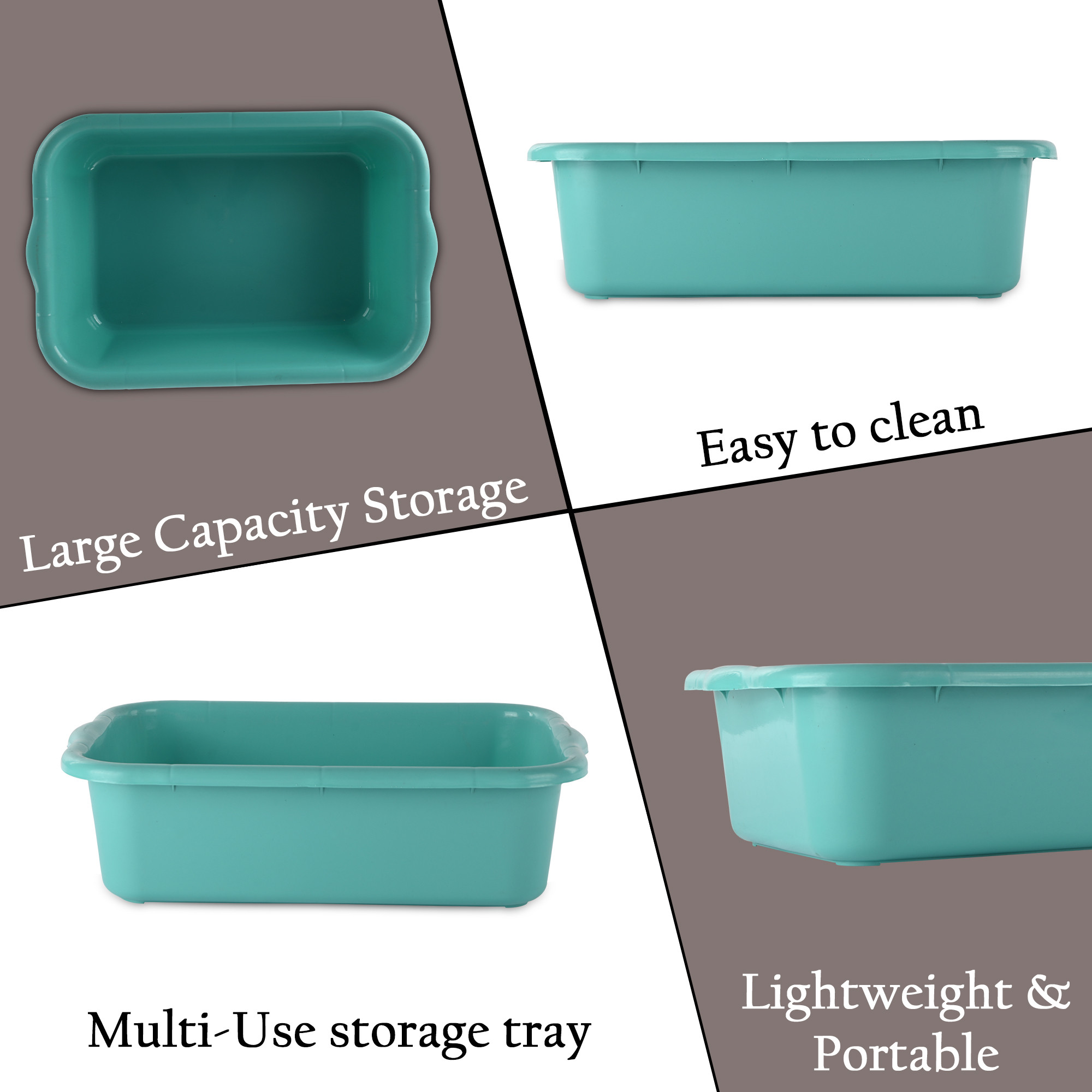 Kuber Industries Rectangular Multi-purpose Plastic Tub for Bathroom  Home  Sturdy and Durable Tub for Kitchen UtensilsBartan Clothes  Dishes  666 Excel  Green