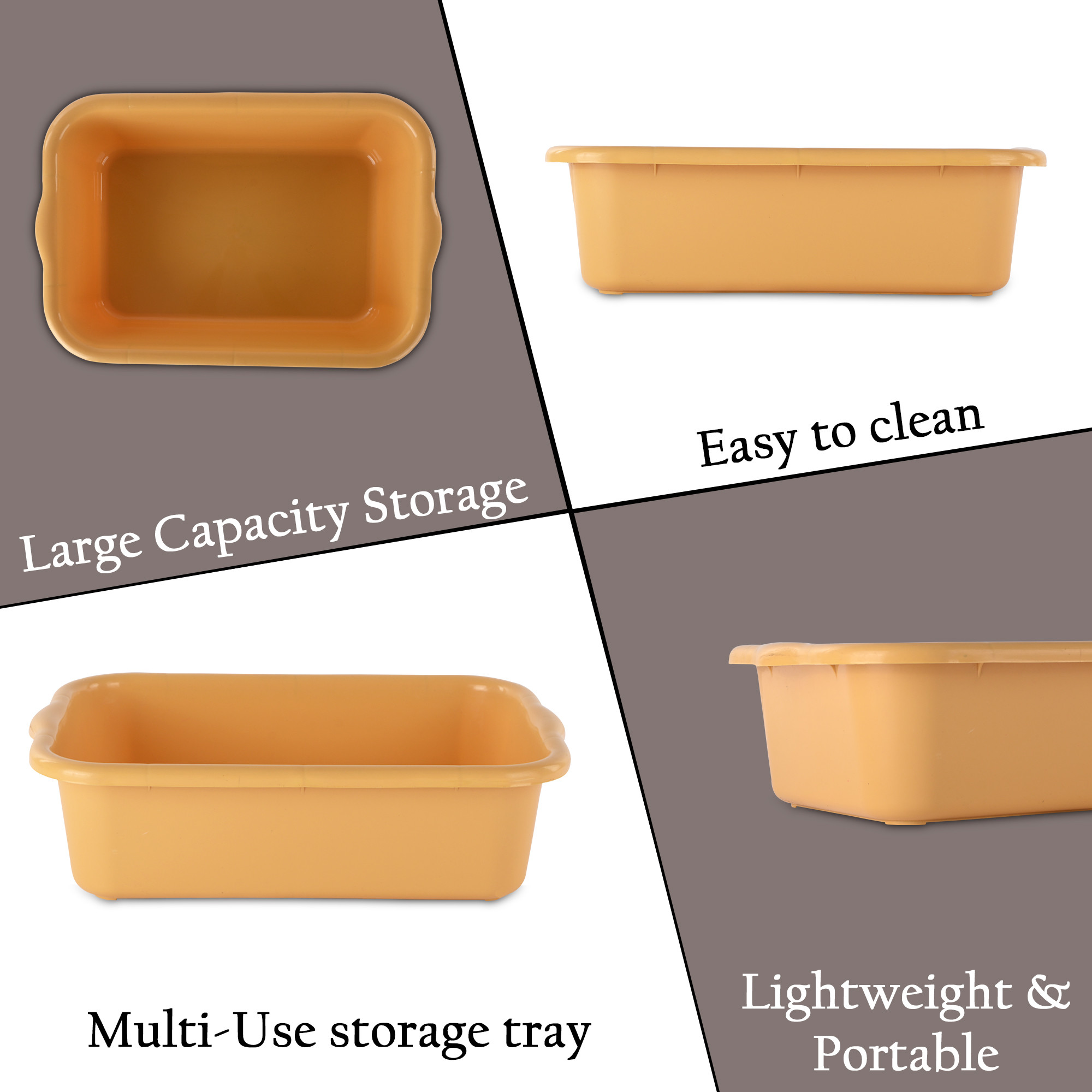 Kuber Industries Rectangular Multi-purpose Plastic Tub for Bathroom  Home  Sturdy and Durable Tub for Kitchen UtensilsBartan Clothes  Dishes  666 Excel  Yellow