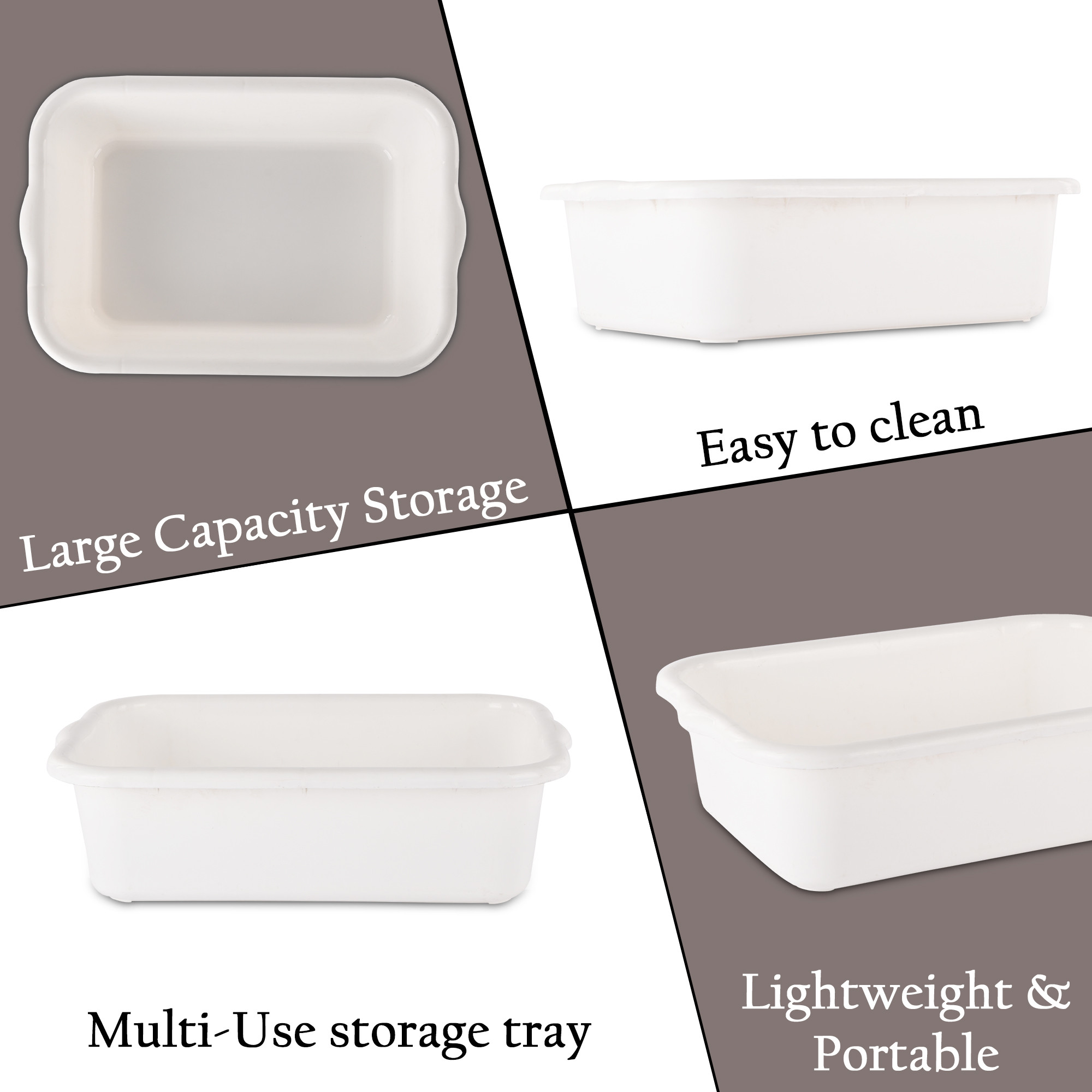 Kuber Industries Rectangular Multi-purpose Plastic Tub for Bathroom  Home  Sturdy and Durable Tub for Kitchen UtensilsBartan Clothes  Dishes  666 Excel  White
