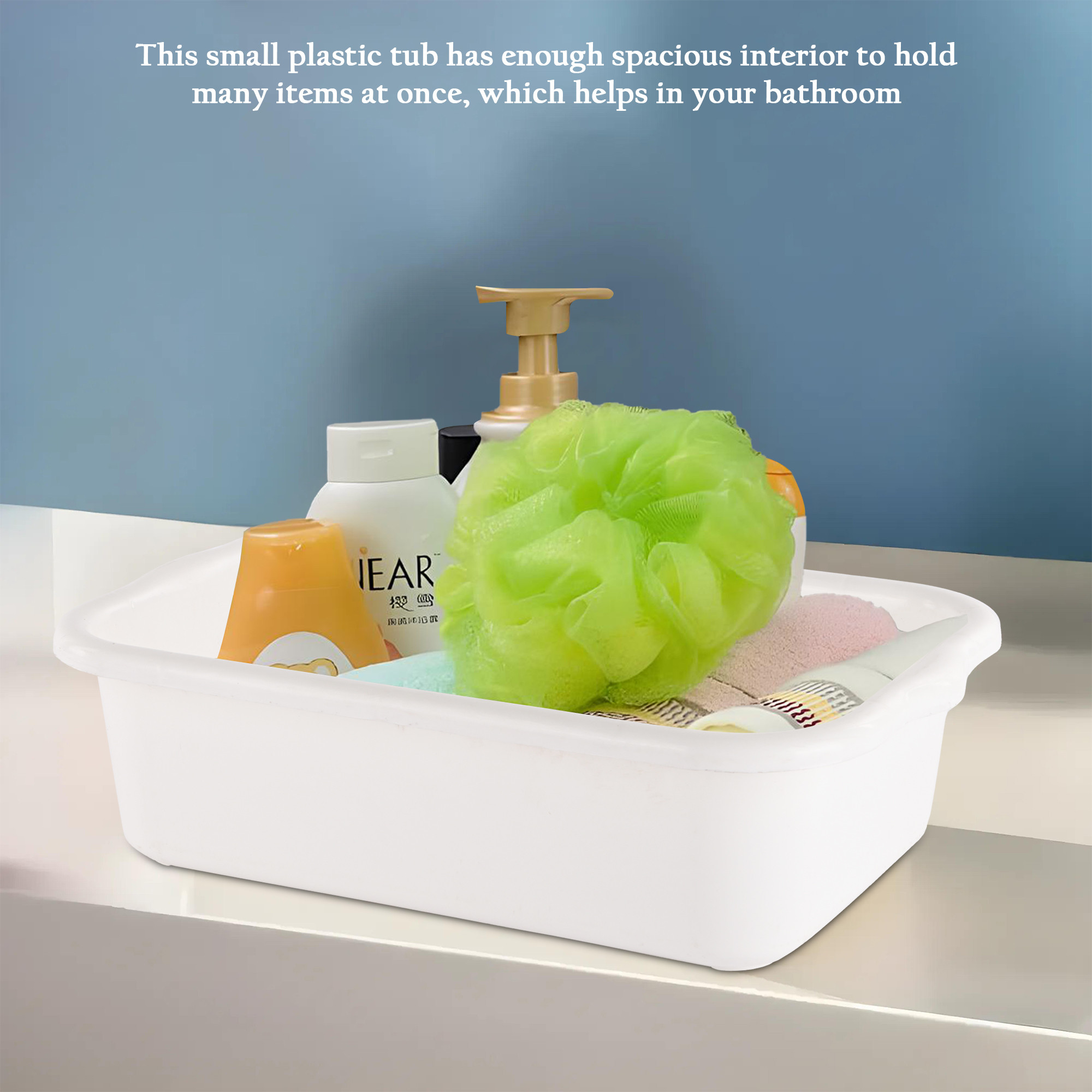 Kuber Industries Rectangular Multi-purpose Plastic Tub for Bathroom  Home  Sturdy and Durable Tub for Kitchen UtensilsBartan Clothes  Dishes  666 Excel  White