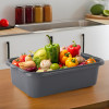 Rectangular Multi-purpose Plastic Tub for Bathroom &amp; Home | Sturdy and Durable Tub for Kitchen Utensils/Bartan, Clothes &amp; Dishes | 666 Excel | Grey