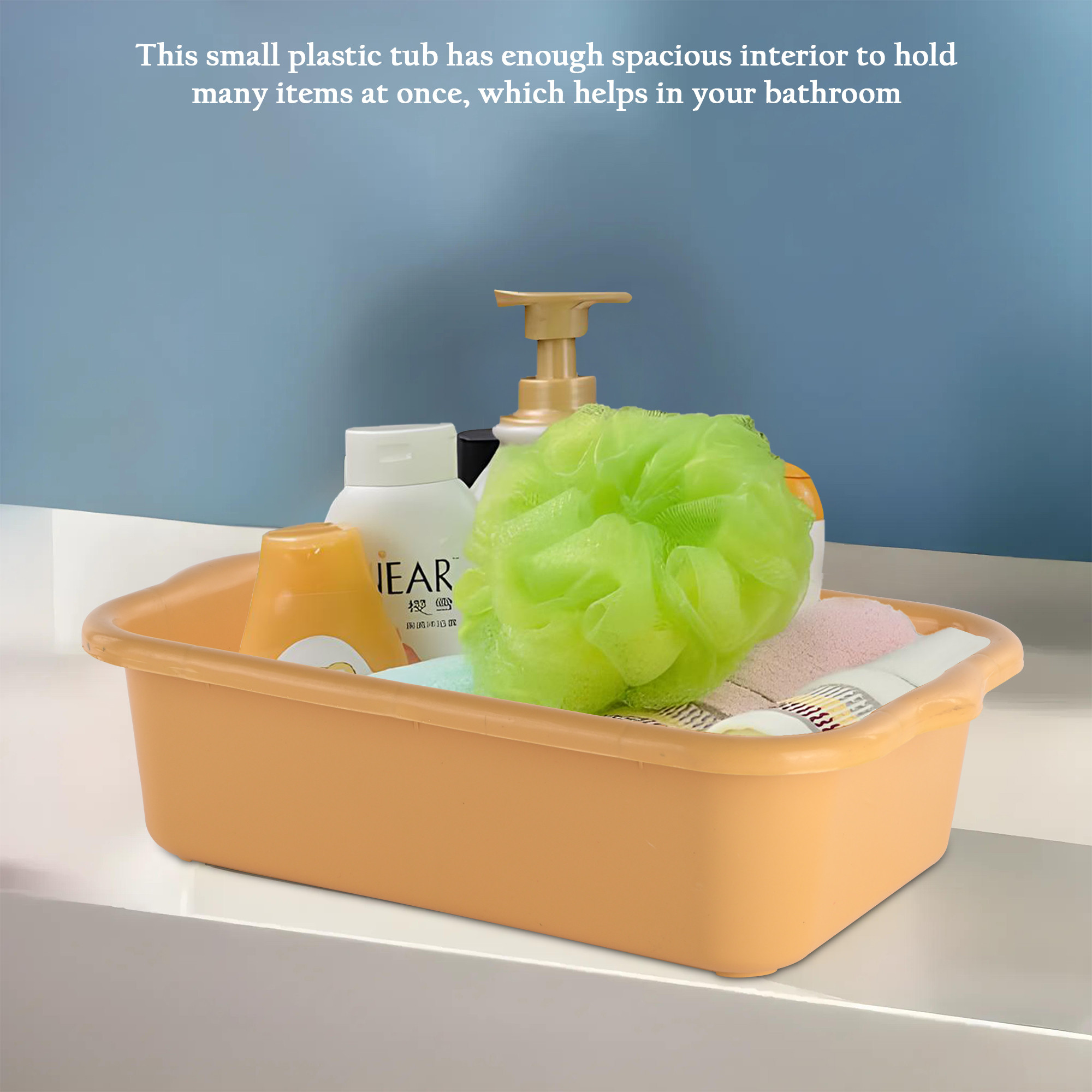 Kuber Industries Rectangular Multi-purpose Plastic Tub for Bathroom  Home  Sturdy and Durable Tub for Kitchen UtensilsBartan Clothes  Dishes  666 Excel  Yellow