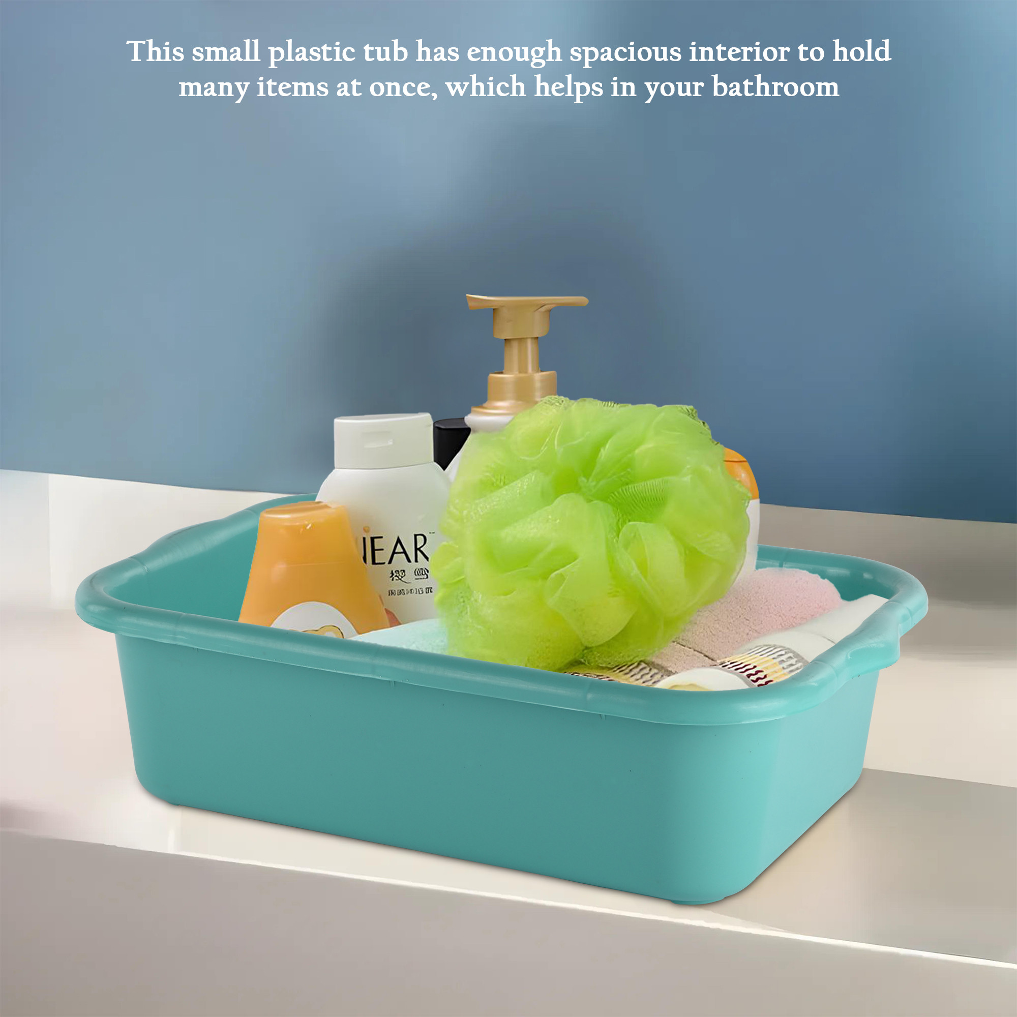 Kuber Industries Rectangular Multi-purpose Plastic Tub for Bathroom  Home  Sturdy and Durable Tub for Kitchen UtensilsBartan Clothes  Dishes  666 Excel  Green