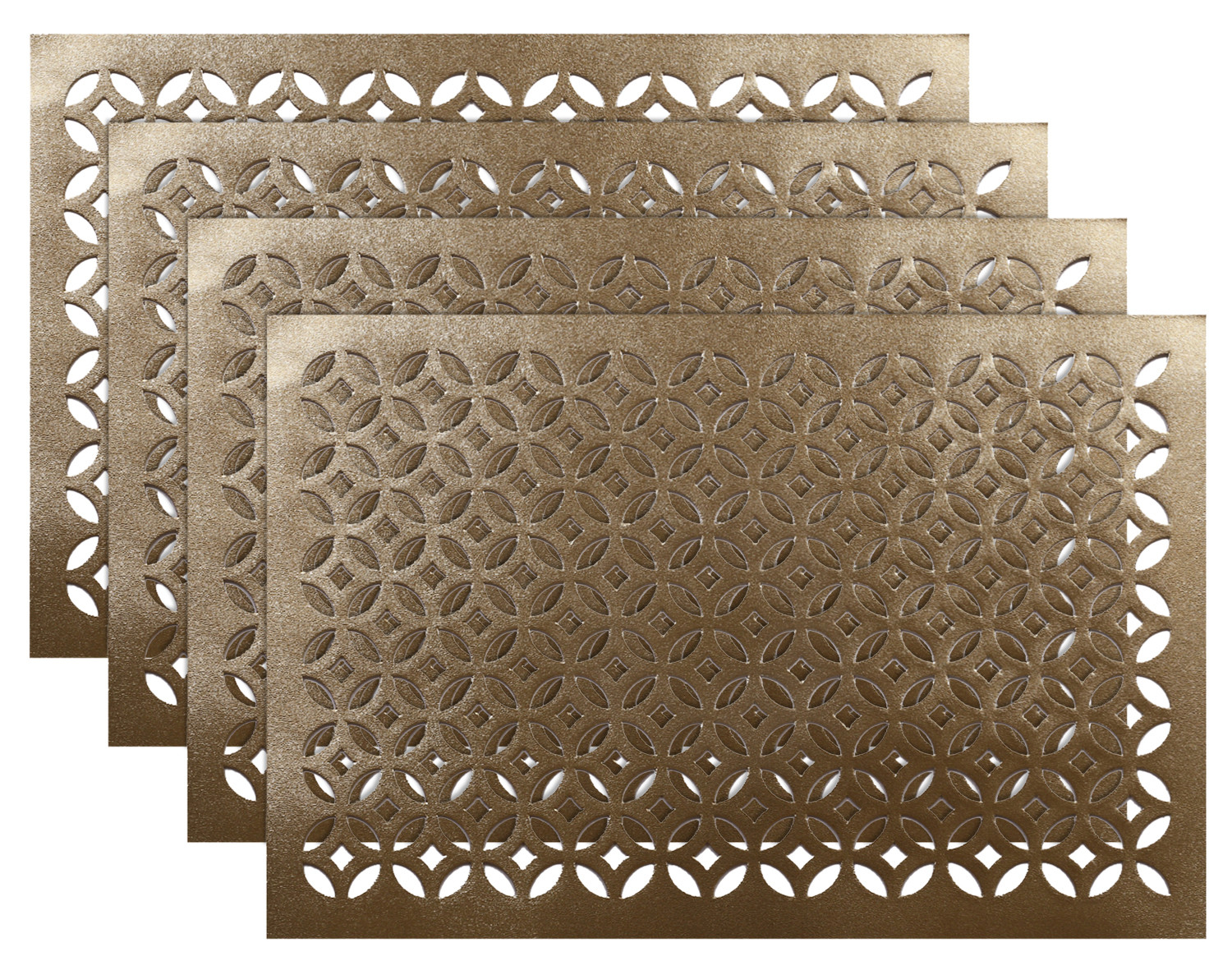 Kuber Industries Rectangular Soft Leather Table Placemats, Set of 4 (Gold)