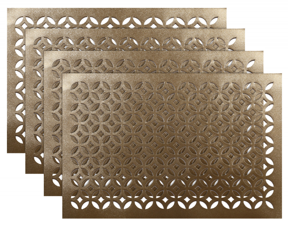 Kuber Industries Rectangular Soft Leather Table Placemats, Set of 4 (Gold)