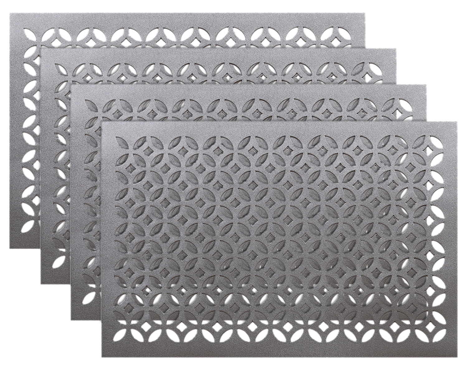 Kuber Industries Rectangular Soft Leather Table Placemats, Set of 4 (Silver)