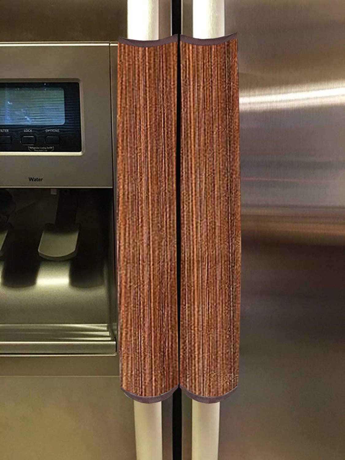 Kuber Industries Refrigerator Door Handle Covers,Keep Your Kitchen Appliance Clean from Smudges, Fingertips, Drips, Food Stains, Perfect for Dishwashers,Set of 2,Lining,Brown