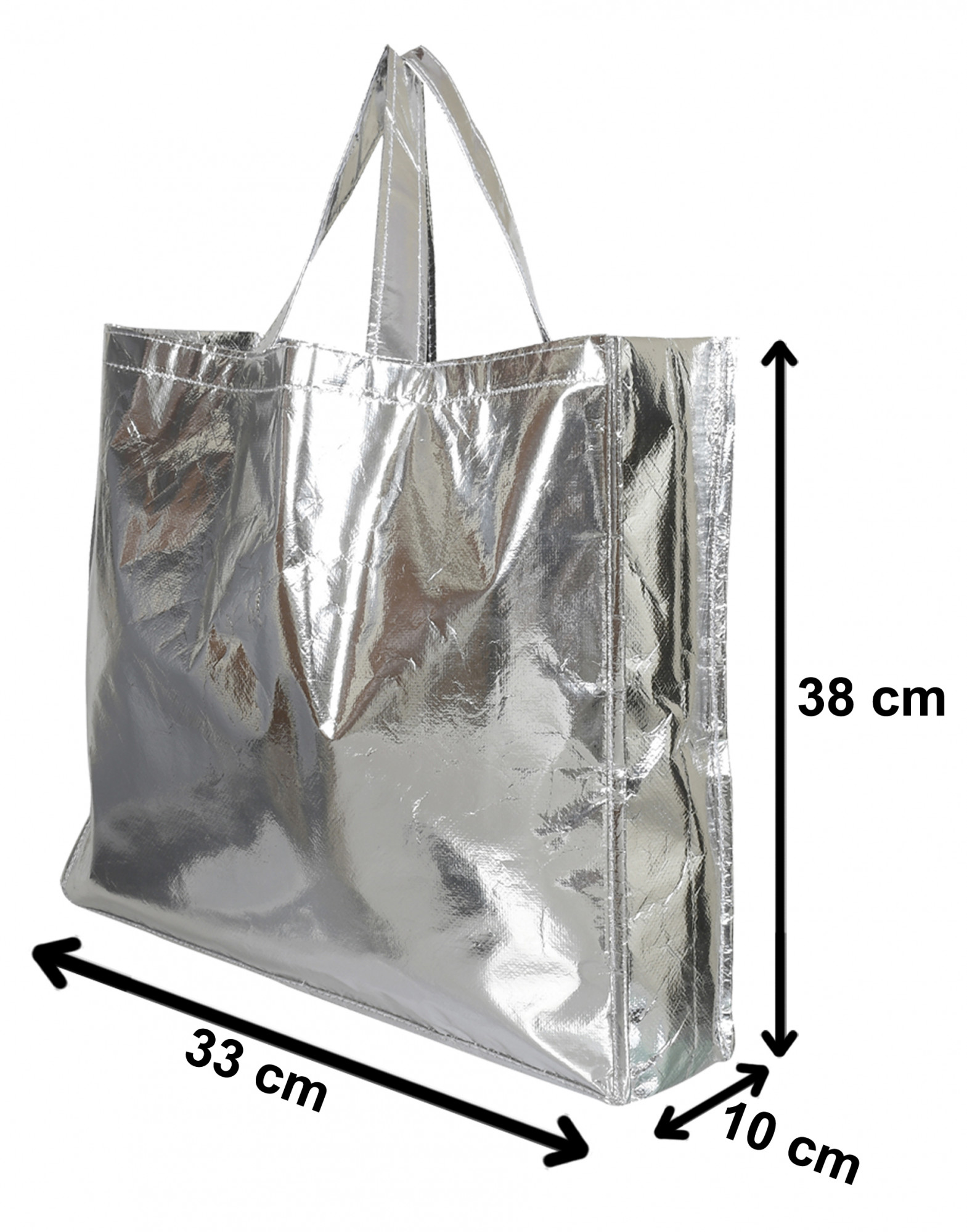 Kuber Industries Reusable Large Size Grocery Bag Shopping Bag with Handle, Non-woven Gift Bag Goodies Bag Silver Tote Bag-(Silver)