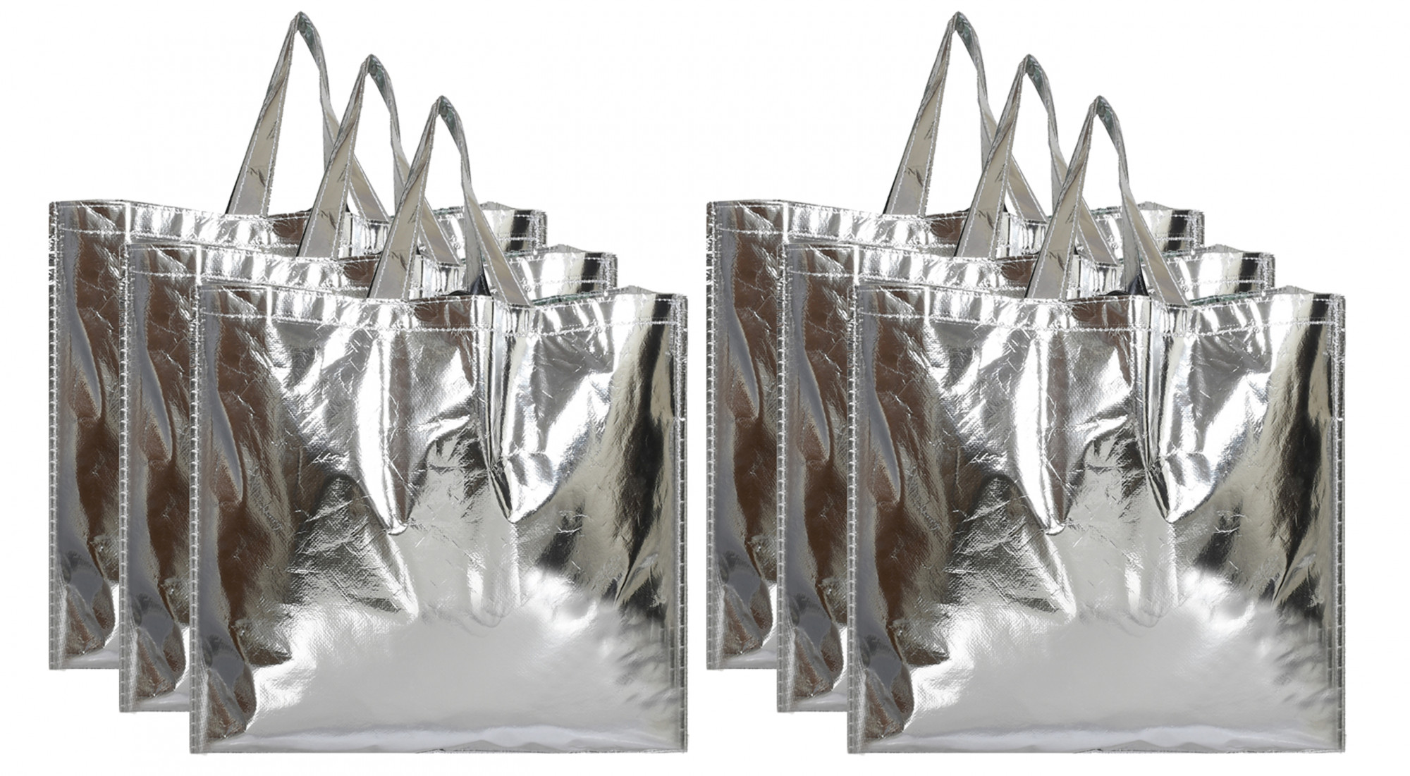 Kuber Industries Reusable Large Size Grocery Bag Shopping Bag with Handle, Non-woven Gift Bag Goodies Bag Silver Tote Bag-(Silver)