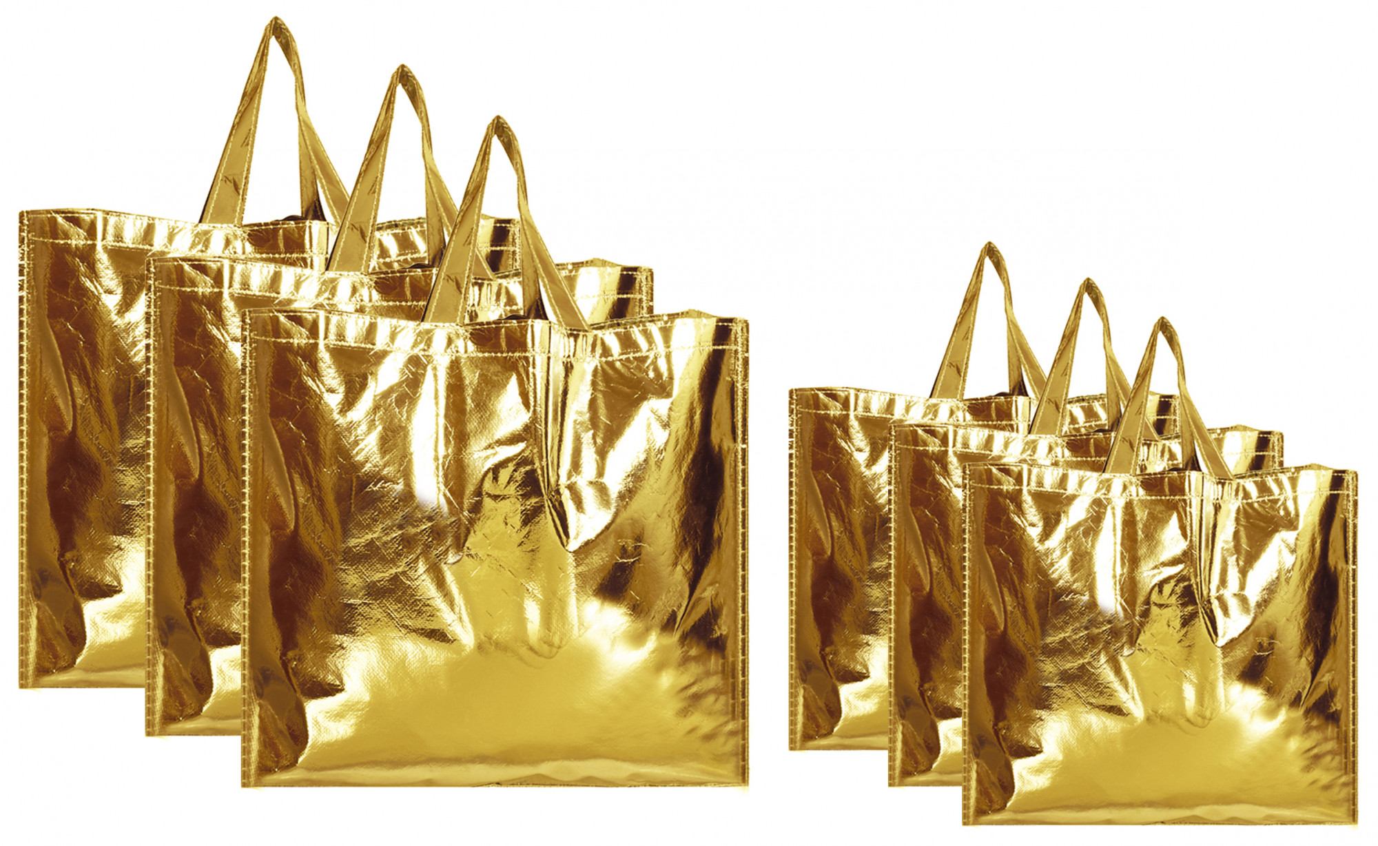 Kuber Industries Reusable Small & Large Size Grocery Bag Shopping Bag with Handle, Non-woven Gift Bag Goodies Bag Gold Tote Bag-(Gold)