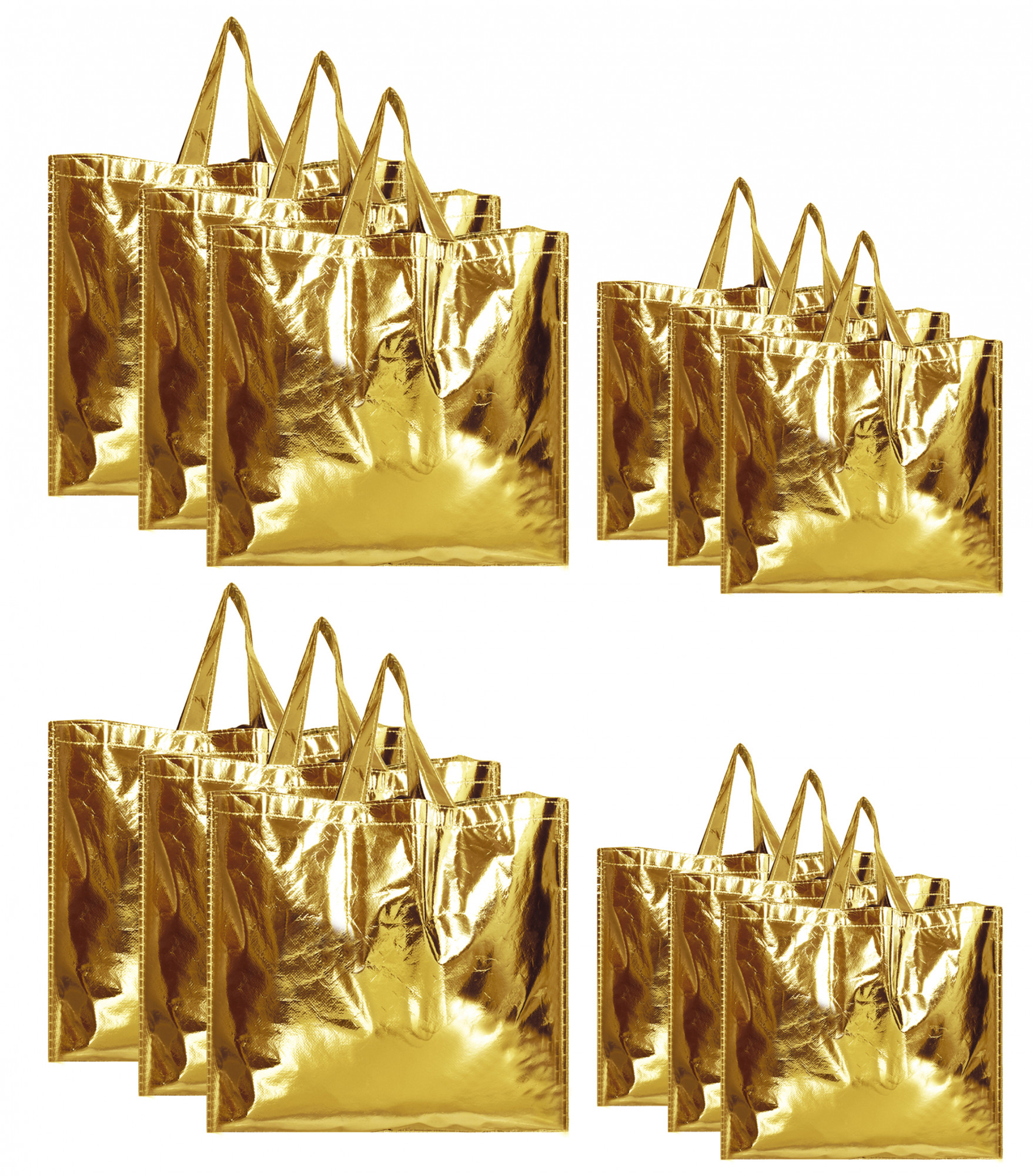 Kuber Industries Reusable Small & Large Size Grocery Bag Shopping Bag with Handle, Non-woven Gift Bag Goodies Bag Gold Tote Bag-(Gold)