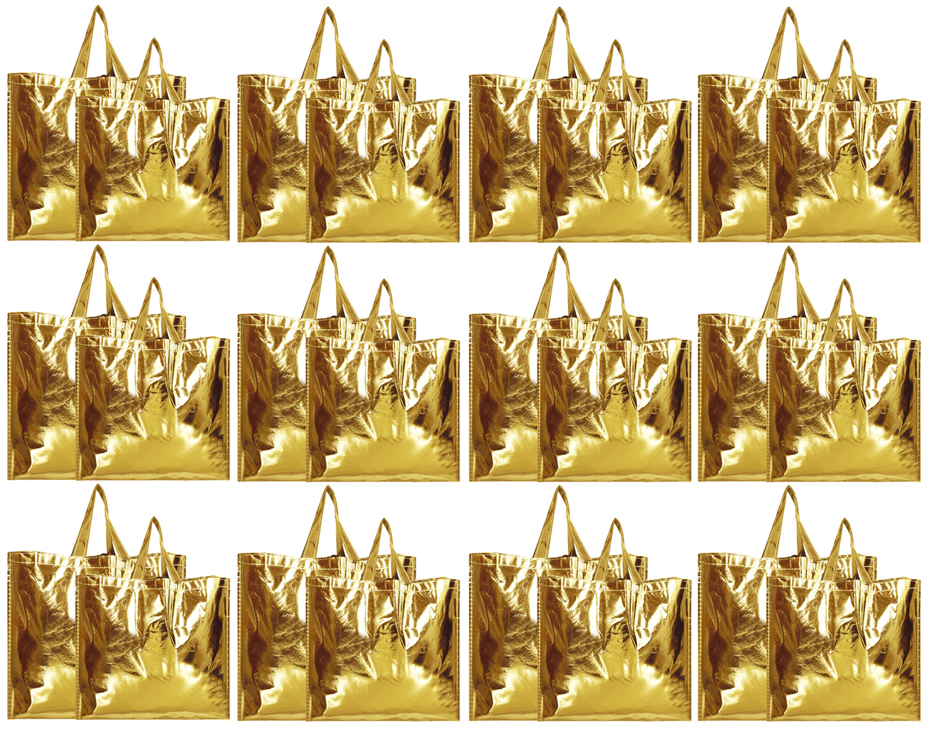 Kuber Industries Reusable Small & Large Size Grocery Bag Shopping Bag with Handle, Non-woven Gift Bag Goodies Bag Gold Tote Bag-(Gold)