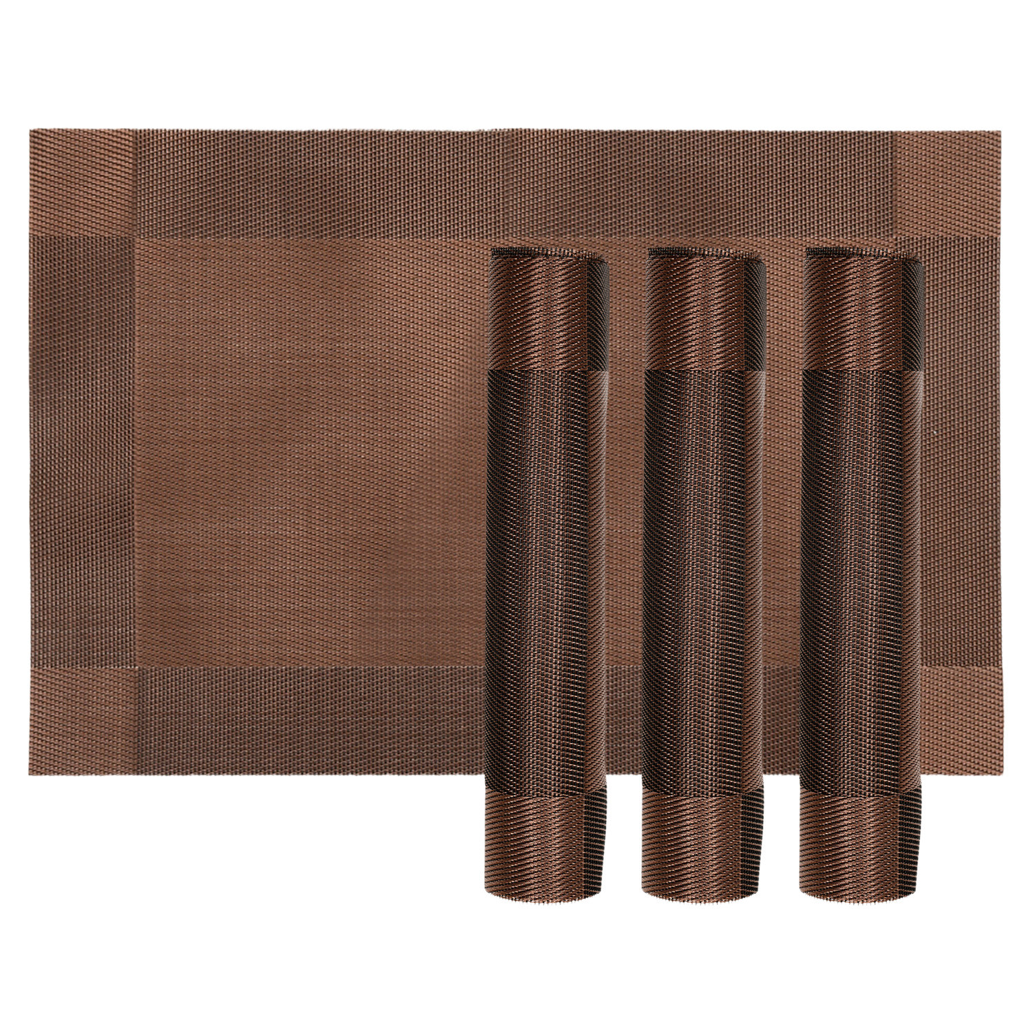 Kuber Industries Reversible Non-Slip Wipe Clean Heat Resistant PVC Placemats for Dining Table,(Brown)