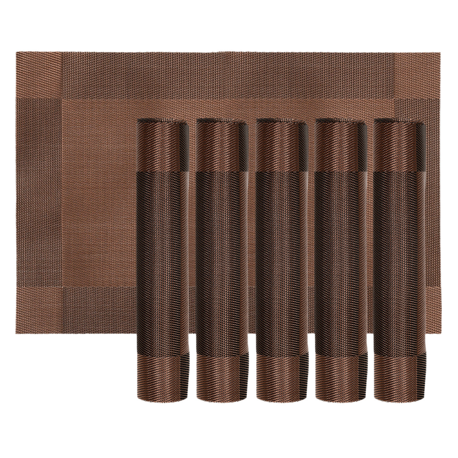 Kuber Industries Reversible Non-Slip Wipe Clean Heat Resistant PVC Placemats for Dining Table,(Brown)